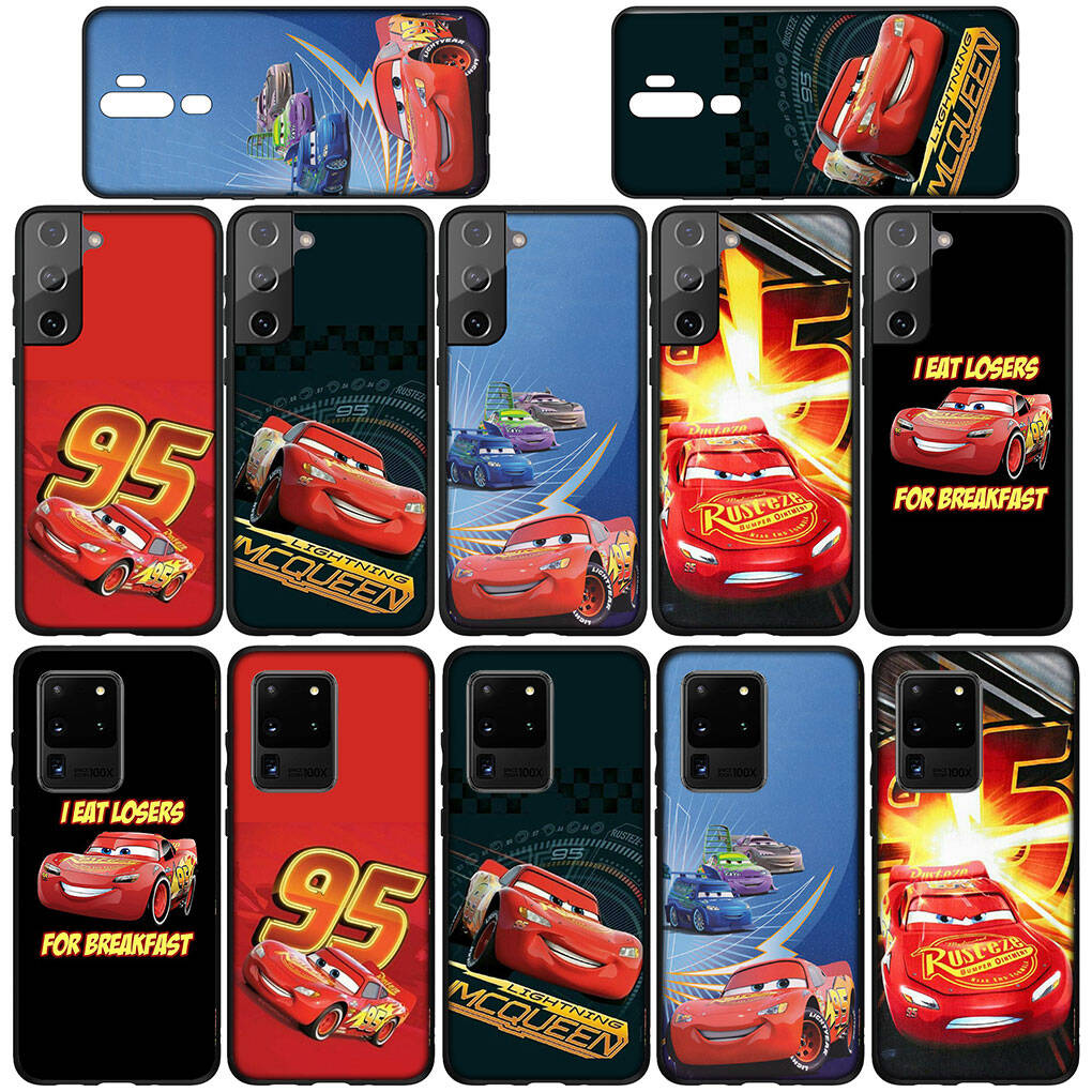 Для Samsung Galaxy S25 S24 S23 S22 Ultra FE Plus A17 A37 A57 A56 A55 A06 A16 A15 A36 A35 A05 A25 A54 A34 Чехол для телефона Мультяшные машинки Молния Маккуин 95
