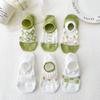6 Pairs Women's Floral Mesh No-Show Socks Y2K Kawaii Lace Trim Breathable Ankle Socks With Harajuku Style Green Cute Boat Socks