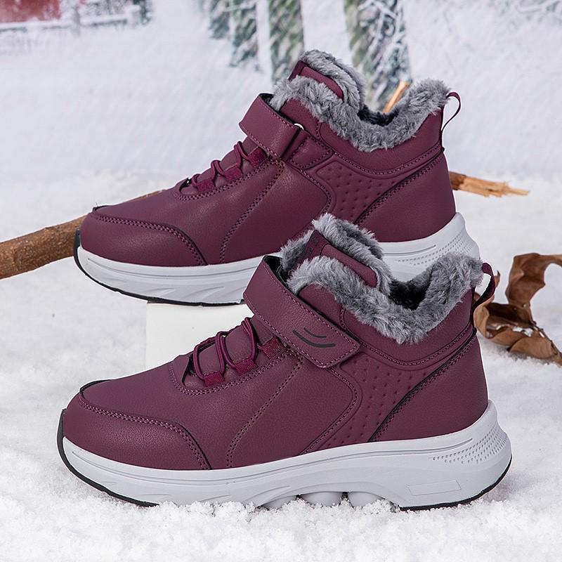 Warm Velvet Lined Non-Slip Winter High Top Walking Shoes for Elderly