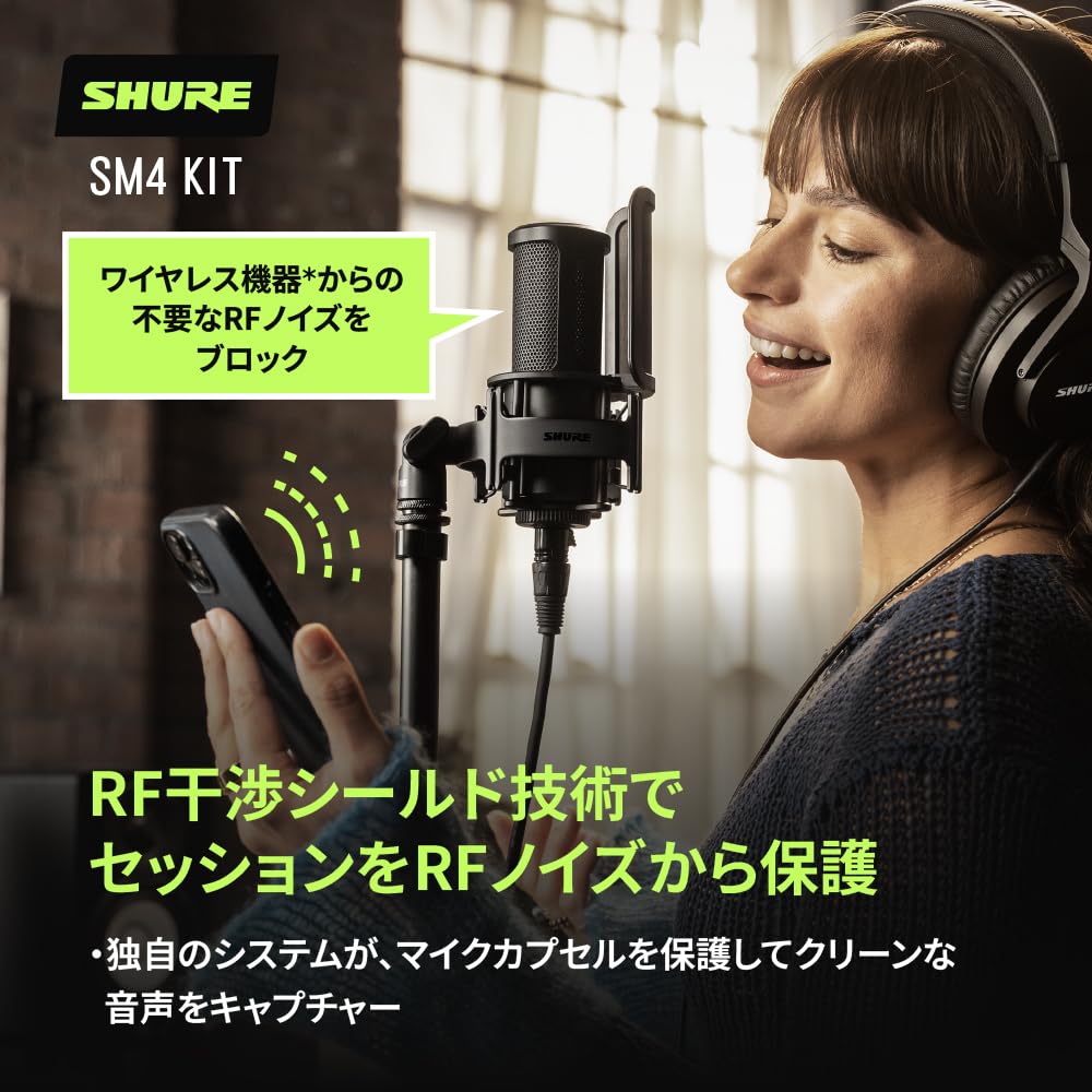 Shure SM4 Home Recording Microphone Kit Condenser Microphone Shock Mount Pop Filter Included SM4-K-KIT
