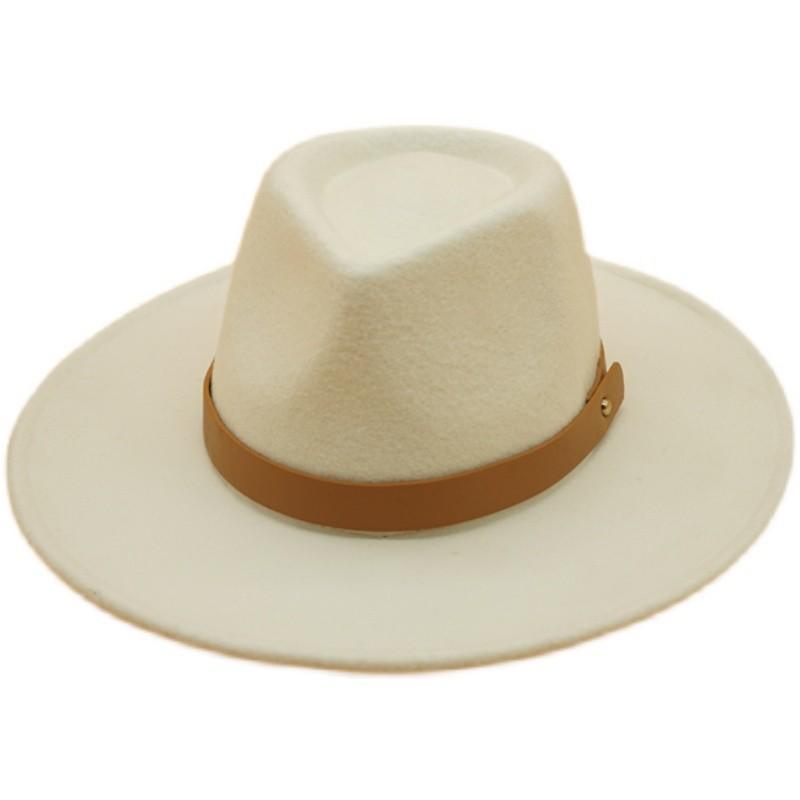 White Retro Woolen Belt Panama Jazz Top Hat Female Autumn And Winter French Felt Blogger The Same Internet Celebrity Tide
