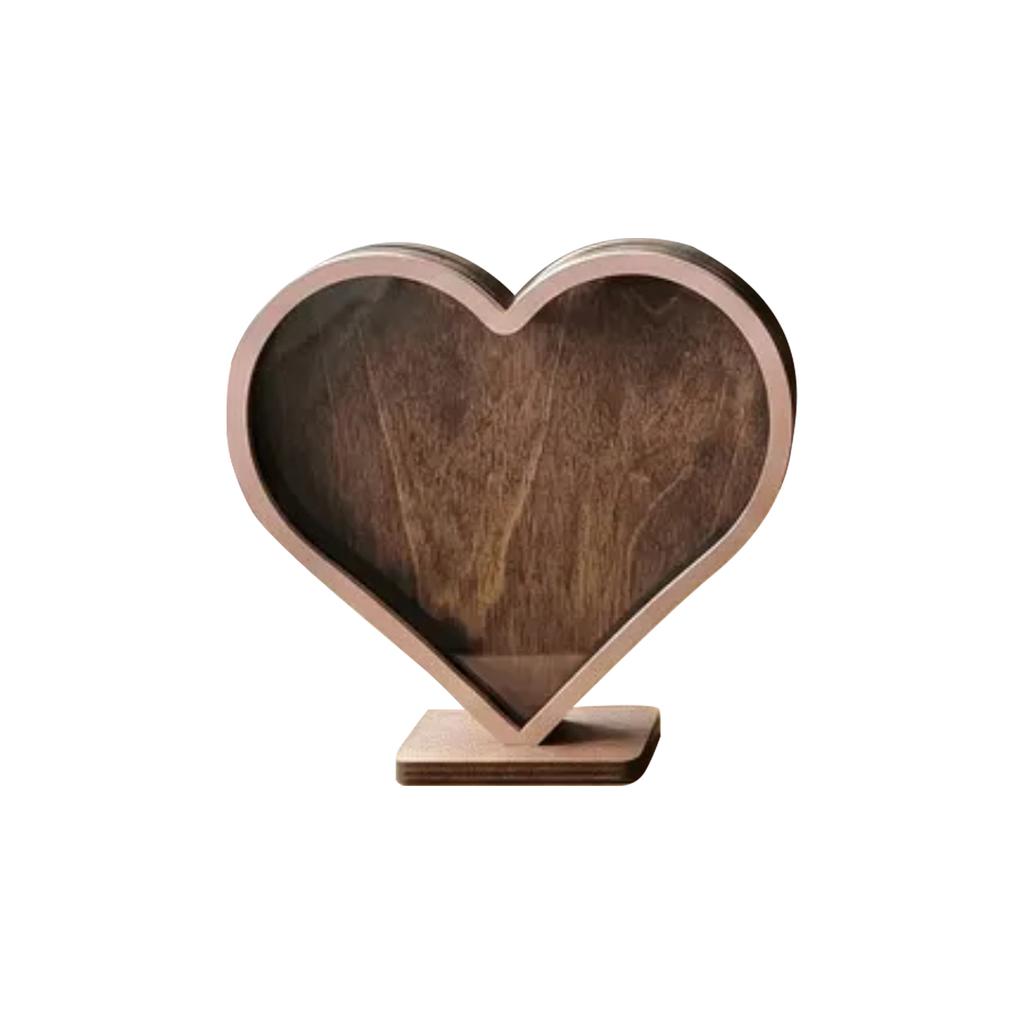 Heart Shaped Wooden Storage Box - Decorative Display for Home Shelf