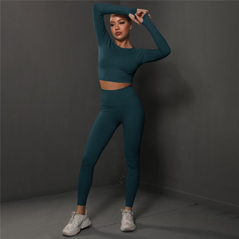 Спортивные костюмы Auroth, женский комплект для йоги, бесшовные леггинсы с длинными рукавами и высокой талией для фитнеса, спортивная одежда