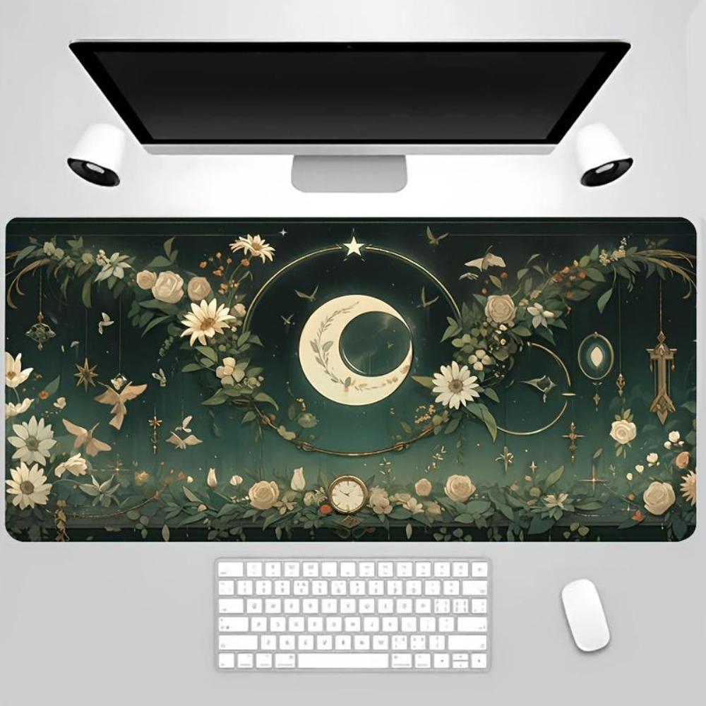 Night Sky Moon And Garden Mouse PadKeypad With AntiSlip Rubber Base Desk Accessories Alfombrillas Para Escritorio