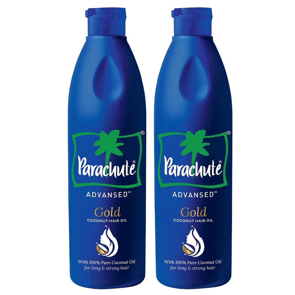 PARACHUTE Advansed Gold Coconut Hair Oil 400ml Pack of 2 | Vitamin E Enriched for Strong Healthy Shiny Hair Nourishment