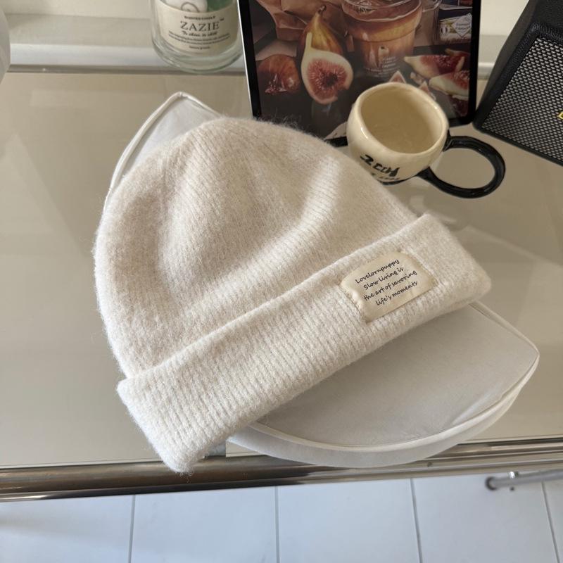 Корейская нишевая шапка-бини в стиле пэчворк однотонной расцветки: Теплая, Защищающая от холода, Осенне-зимняя, Стильная, Унисекс повязка на голову для более стройного вида лица.