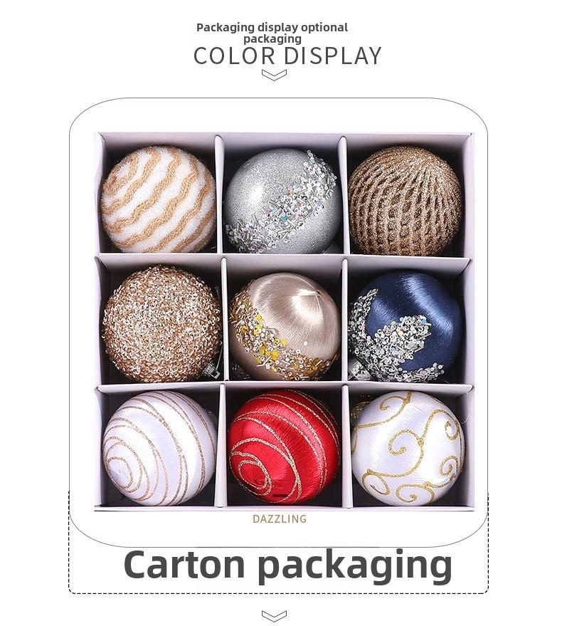 Набор рождественских шаров из расписного шелка 8 см - 9 шт.