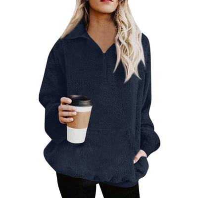 Женская плюшевая толстовка повседневная с длинным рукавом карман на молнии толстый пуловер толстовка зима