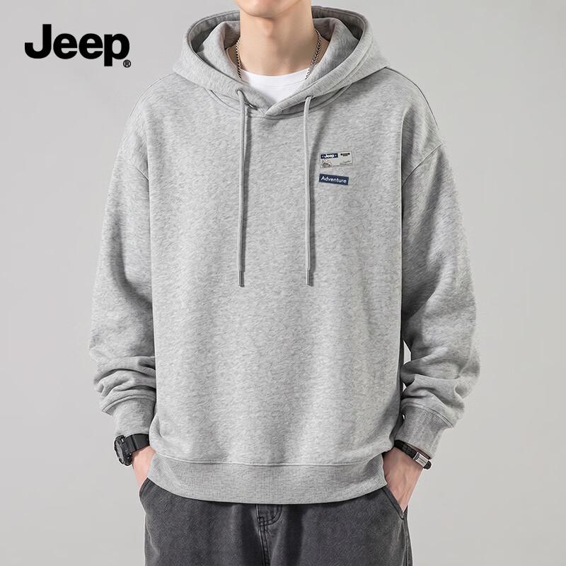Jeep Мужская толстовка с капюшоном свободного кроя, из плотного материала