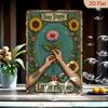 Винтажная металлическая табличка 'Stay Trippy Little Hippie' Символ мира Дизайн с подсолнухом Идеально для декора дома, кафе, вечеринки