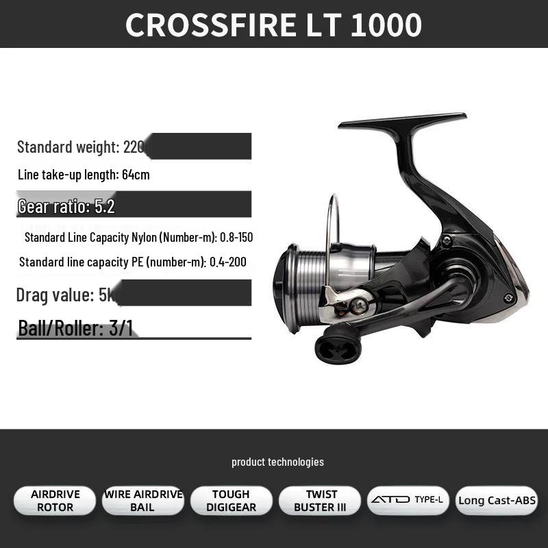 Спиннинговая катушка Daiwa CROSSFIRE LT - Легкая металлическая шпуля для дальнего заброса, Доступна в 26 моделях.