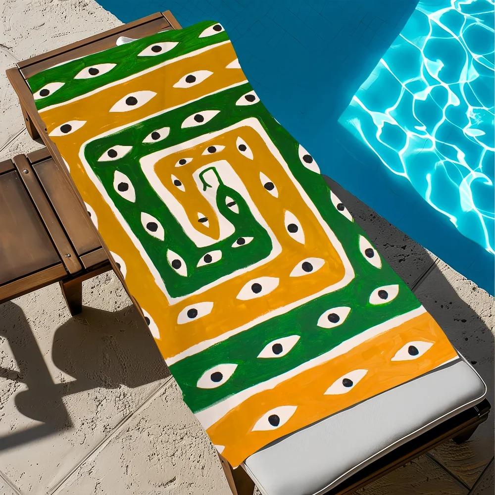 Harajuku Style Tiger Print Beach Towel Unique Abstract Eye Bath Towel Trendy Graphic Swimming Towels Summer Seaside Yoga Mat