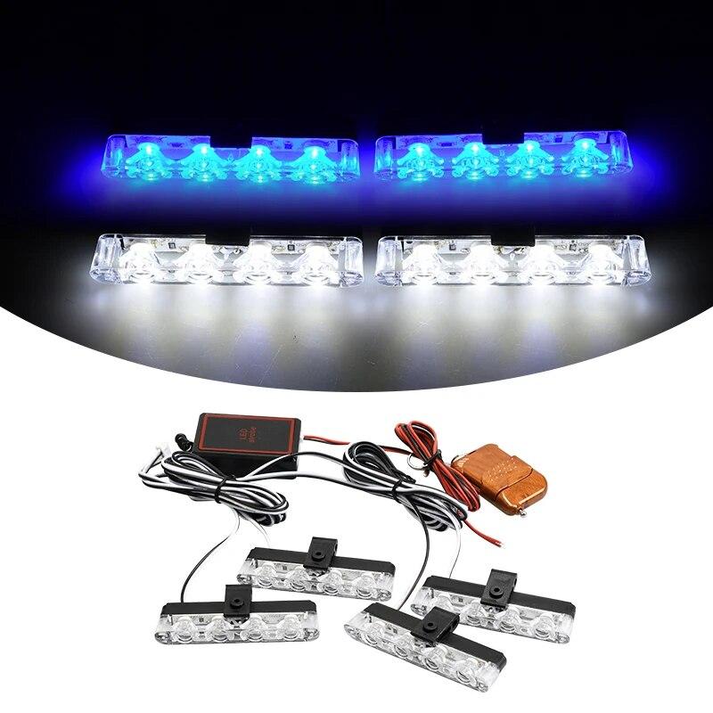Автомобильный светодиодный полицейский стробоскоп с пультом дистанционного управления, супер яркий 12 В, передняя решетка, автоматический аварийный мигающий пожарный маячок, предупреждающая лампа