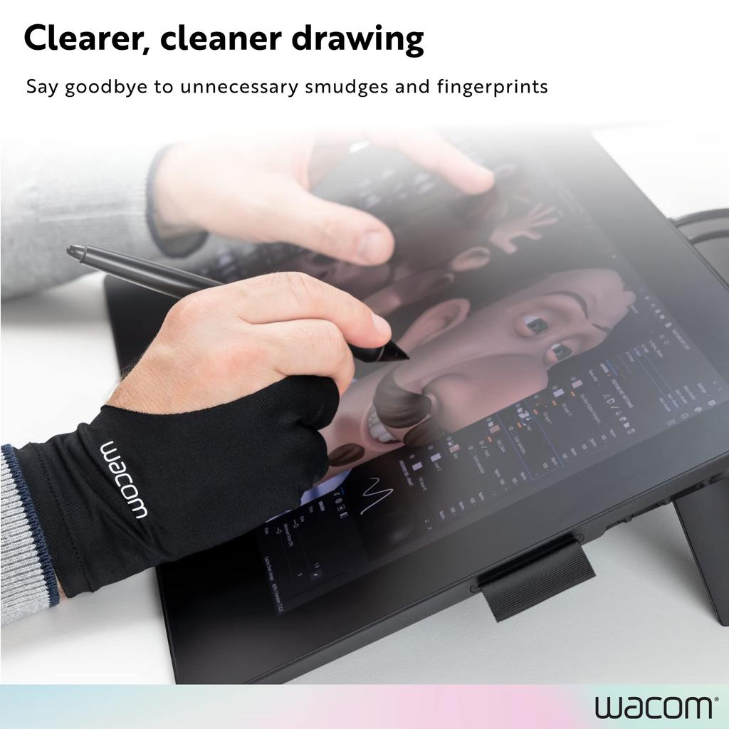 Перчатки Wacom Drawing 2 Finger Artist Gloves для планшета для рисования Pen Recycled One Size Black Gloves, Display, 90% материала, экологически чистые, (3 шт.)