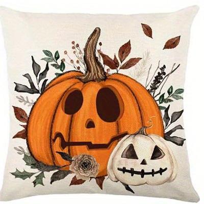 Home Decor Halloween Cat, Pumpkins & Spider Print Pillow Pattern Cushion Cover Suitable For Sofa Bedroom Car Pillow Cover
