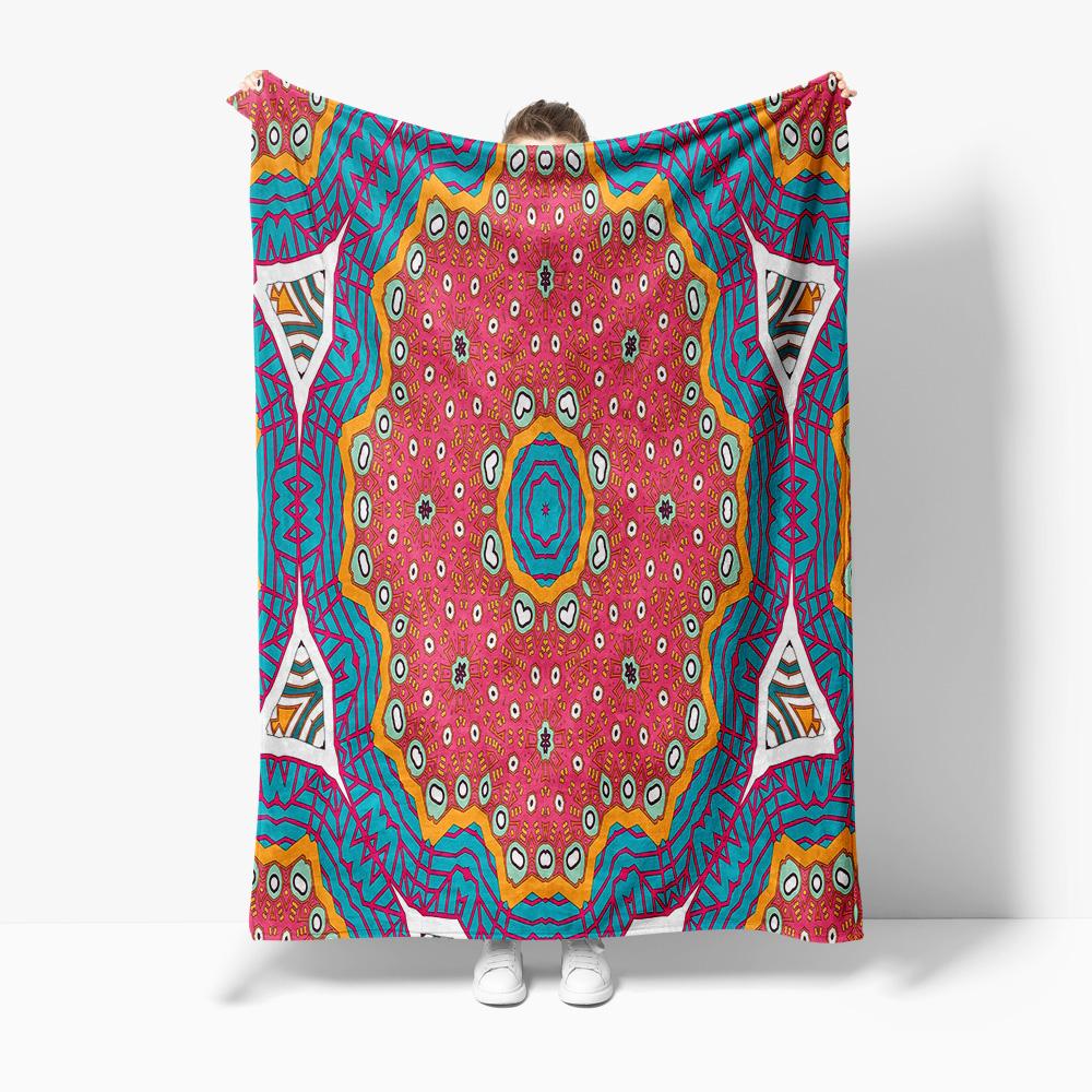 Psychedelic Geometric Tribal Pattern Blanket Abstract Colorful Throw Blanket Boho Bedspread Festival Blanket Home Decor