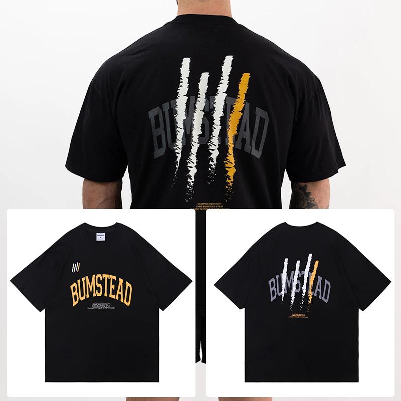 2025 High-quality New Gym Fitness T-shirt Loose Oversized Cotton Men's Short Sleeved Fitness T-shirt Summer Training Jogging Top