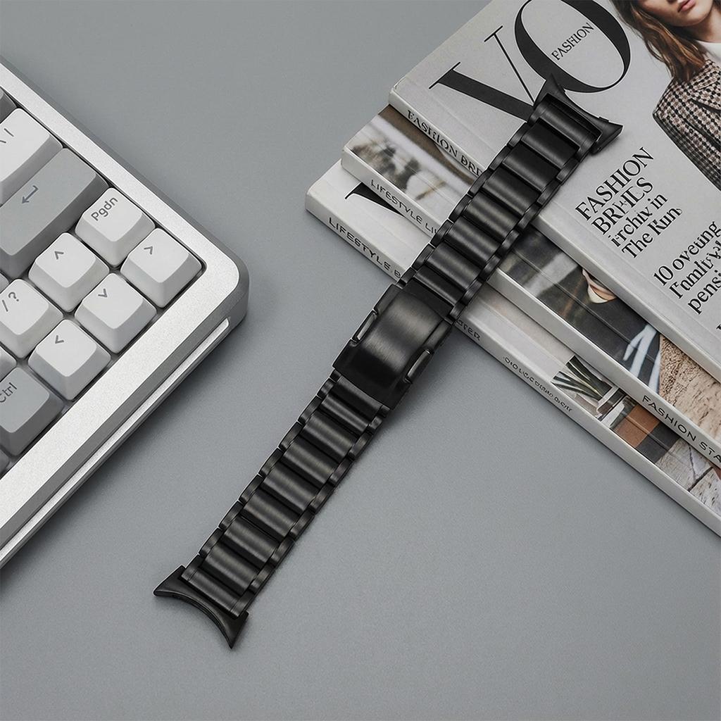 Watch Band For Google Pixel Watch 4 45mm/3 45mm 3-Bead Turtle Back Buckle Titanium Alloy Strap