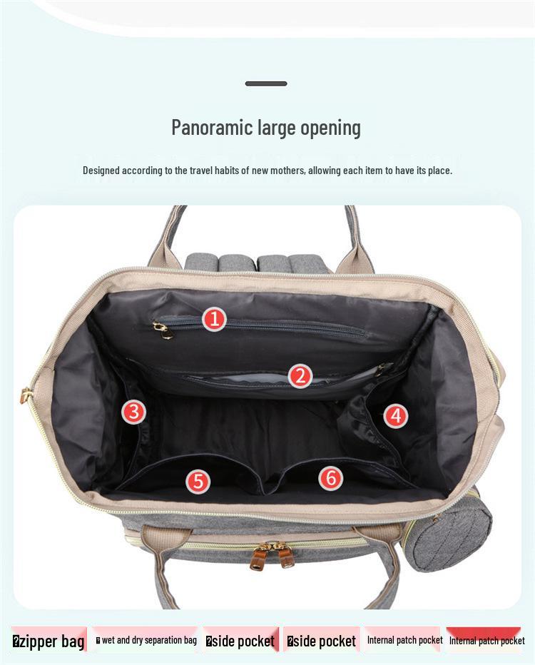 Mummy Backpack: Large Capacity, Lightweight Folding Bed & Diaper Bag