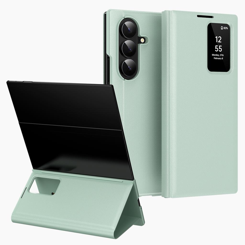 For Samsung Galaxy Z TriFold 5G Case with Card Holder Smart View Window Leather Phone Cover