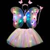 1 Set Luminous Butterfly Wings Set Kids' Glowing Wings Outfit for Halloween Costume Party Decoration