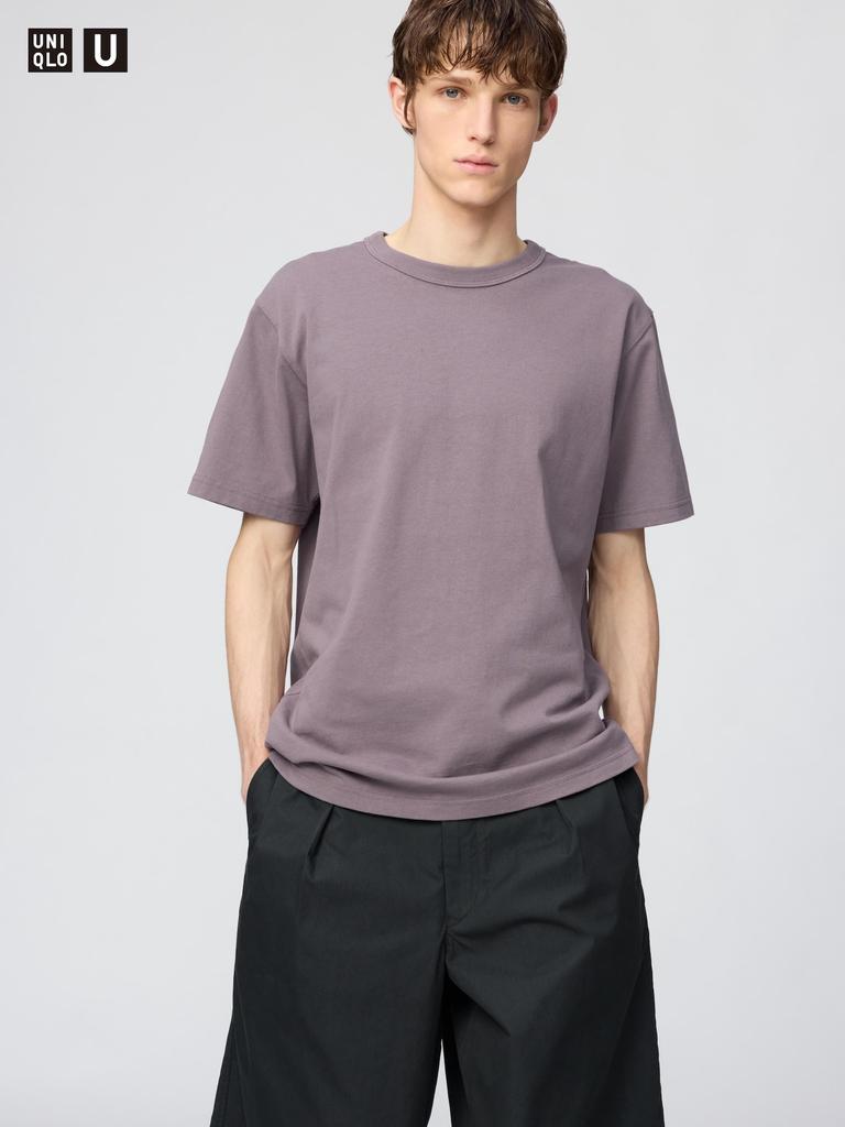 Uniqlo 485563 Футболка с круглым вырезом БЕЛЫЙ СЕРЫЙ ЧЕРНЫЙ ОРАНЖЕВЫЙ КОРИЧНЕВЫЙ КРЕМОВЫЙ ЗЕЛЕНЫЙ СИНИЙ ФИОЛЕТОВЫЙ Мужская Япония
