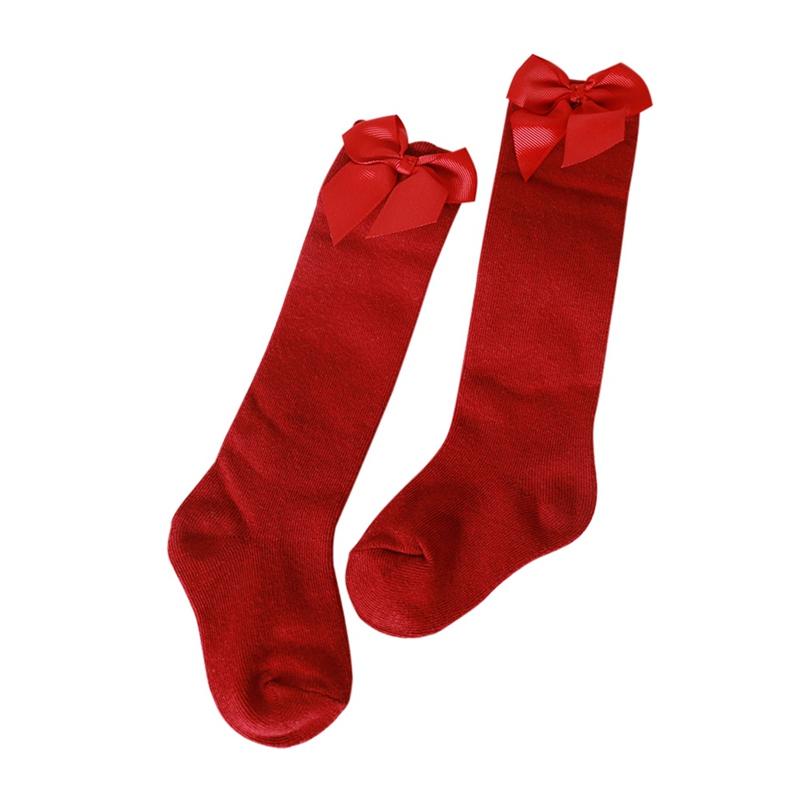 Детские носки, носки средней длины для девочек, однотонные детские носки с бантом