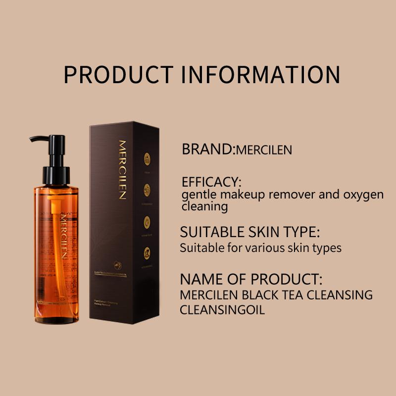 MERCILEN 185ml Black Tea Cleansing Oil Gentle Cleansing Face Eyes and Lips Makeup Remover Milk Plant Cleansing Oil