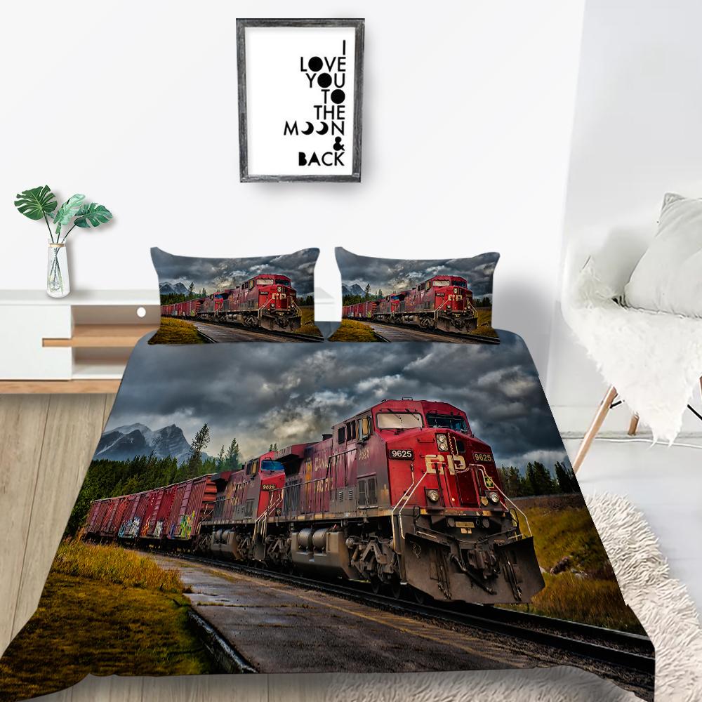 Комплект постельного белья 3D Classic Train Series, винтажное транспортное одеяло и наволочка, 2/3 предмета, AU/DE/US/UK/EU, полноразмерное украшение для дома