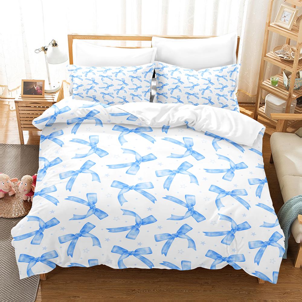 4pcs Bowknot Bedding Sets Skin Friendly Soft Bedsheets And Duvet Covers Comfortable And Lovely Suitable For All Ages