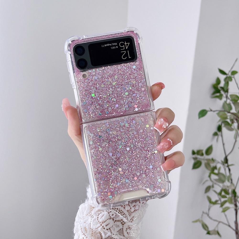 Для Samsung Galaxy Z Flip 6 5 4 3 ZFlip6 чехол Fantasy Sequin Прозрачный складной для Flip4 Ударопрочный защитный жесткий задний чехол