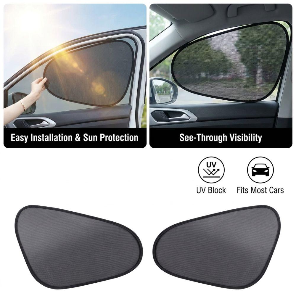 2PCS Static Cling Car Mesh Sun Shade UV Protection Static Cling Car Side Driving Shade