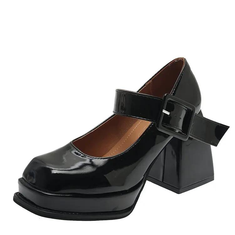 Fashion Shoes for Women 2024 New Mary Jane High Heels Women's Korean Thick Square Head Retro White High Heels Wedding Shoes Bride