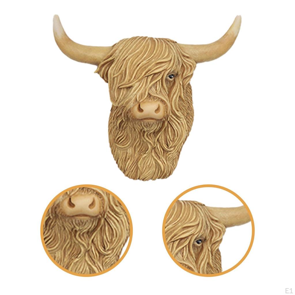 Cow Decor Head Figurine Resin Cute Animal Wall Hanging Decoration for Park Farm