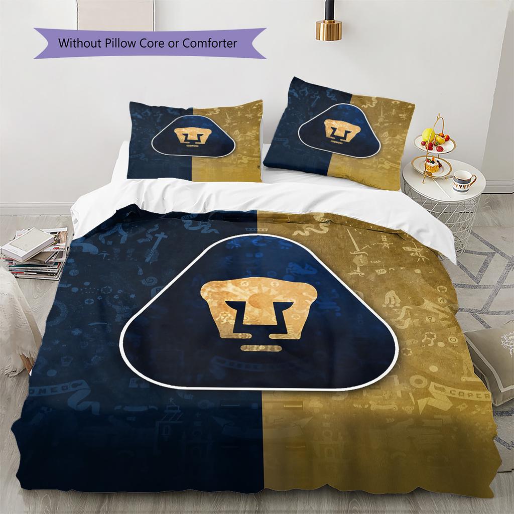 Комплект постельного белья с рисунком футбольной команды Pumas Домашний декор Подарок (1 пододеяльник + 2 наволочки без наполнителя)
