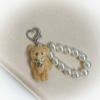 Rabbit Bear Pearl Chain Pendant Plush Pearl Bracelet Key Chain Kawaii Cell Phone Chain  Gifts