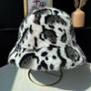 Retro Leopard Print Fisherman's Hat Leopard Print Autumn Winter Warm Hat  for Daily Wear