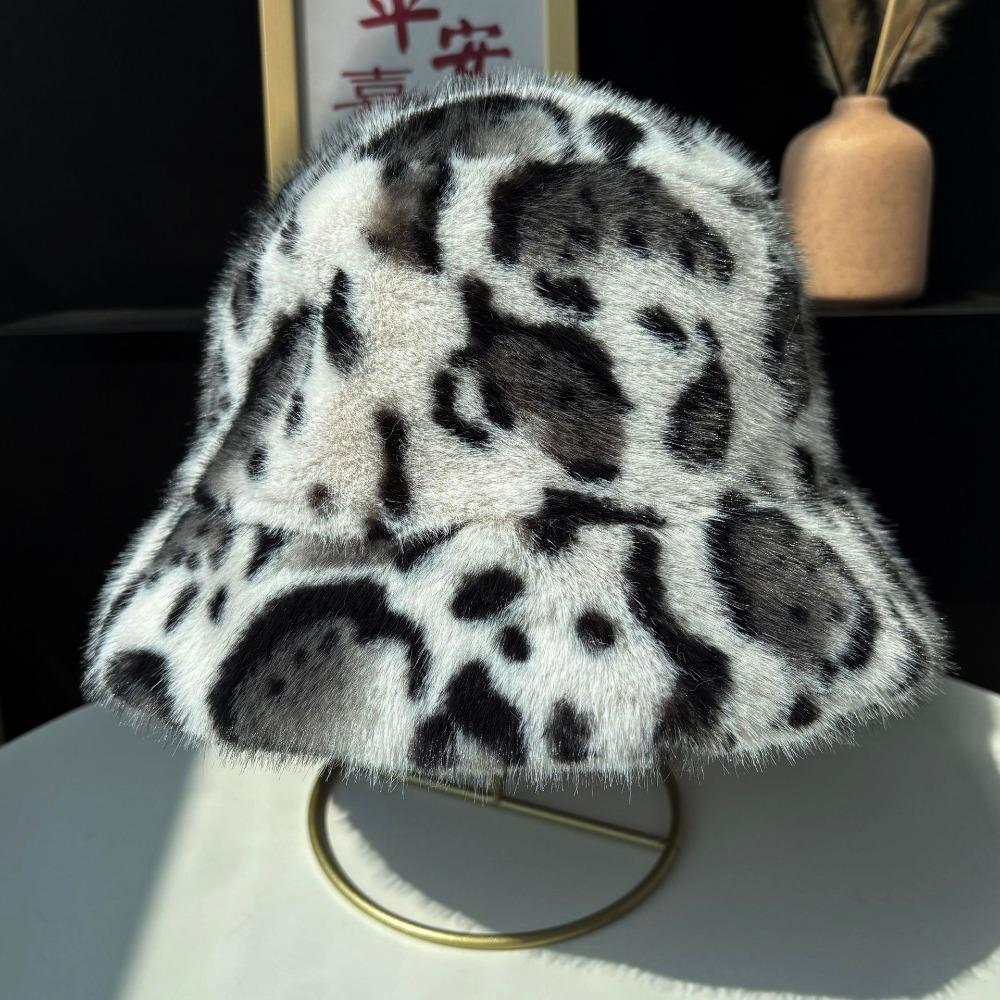 Retro Leopard Print Fisherman's Hat Leopard Print Autumn Winter Warm Hat for Daily Wear