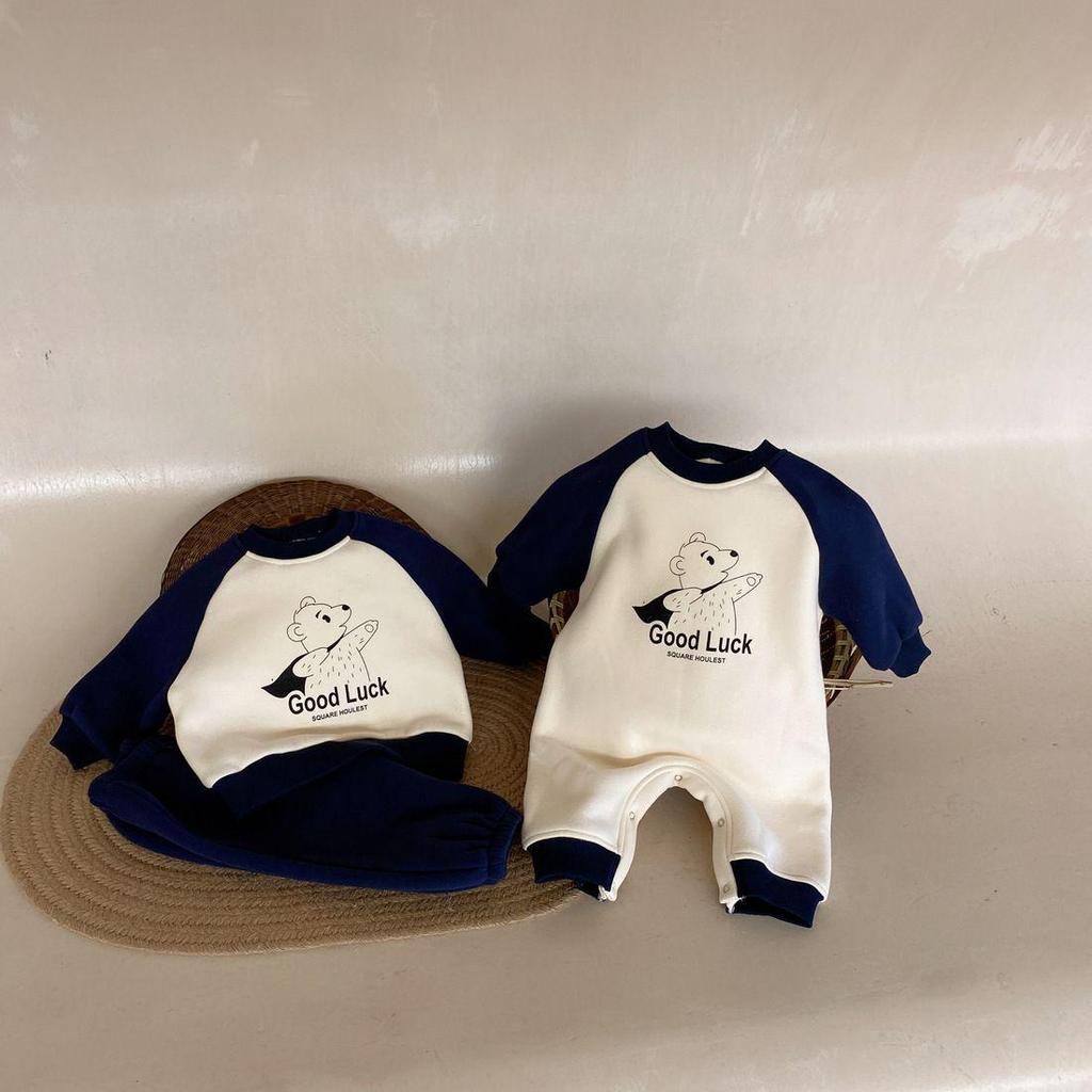 Осенне-зимний мультяшный флисовый ромпер для малышей - Уютный уличный цельный пуловер