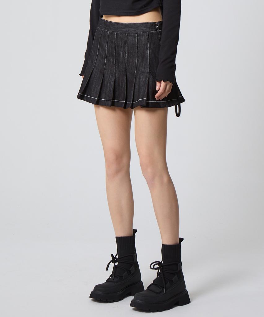 Unknown Planet Pleated Mini Skirt Indigo