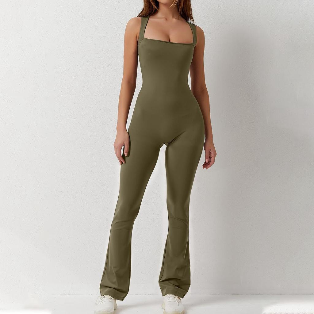 Women's Wide Leg Jumpsuit Women's Sleeveless Sexy Tight Casual Bodysuit Fitness Clothing