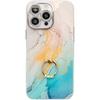 For IPhone16 Electroplated Phone Case for Apple 15promax Marble Patterned Ring Holder Cover