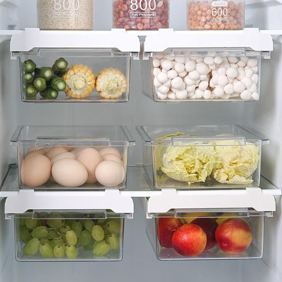 Выдвижной ящик для холодильника, органайзер, ящик для хранения, большая вместимость, простая установка, прозрачный холодильник