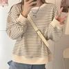 Women's Striped Crew Neck Pullover – Autumn 2025 Korean Style Long Sleeve Top