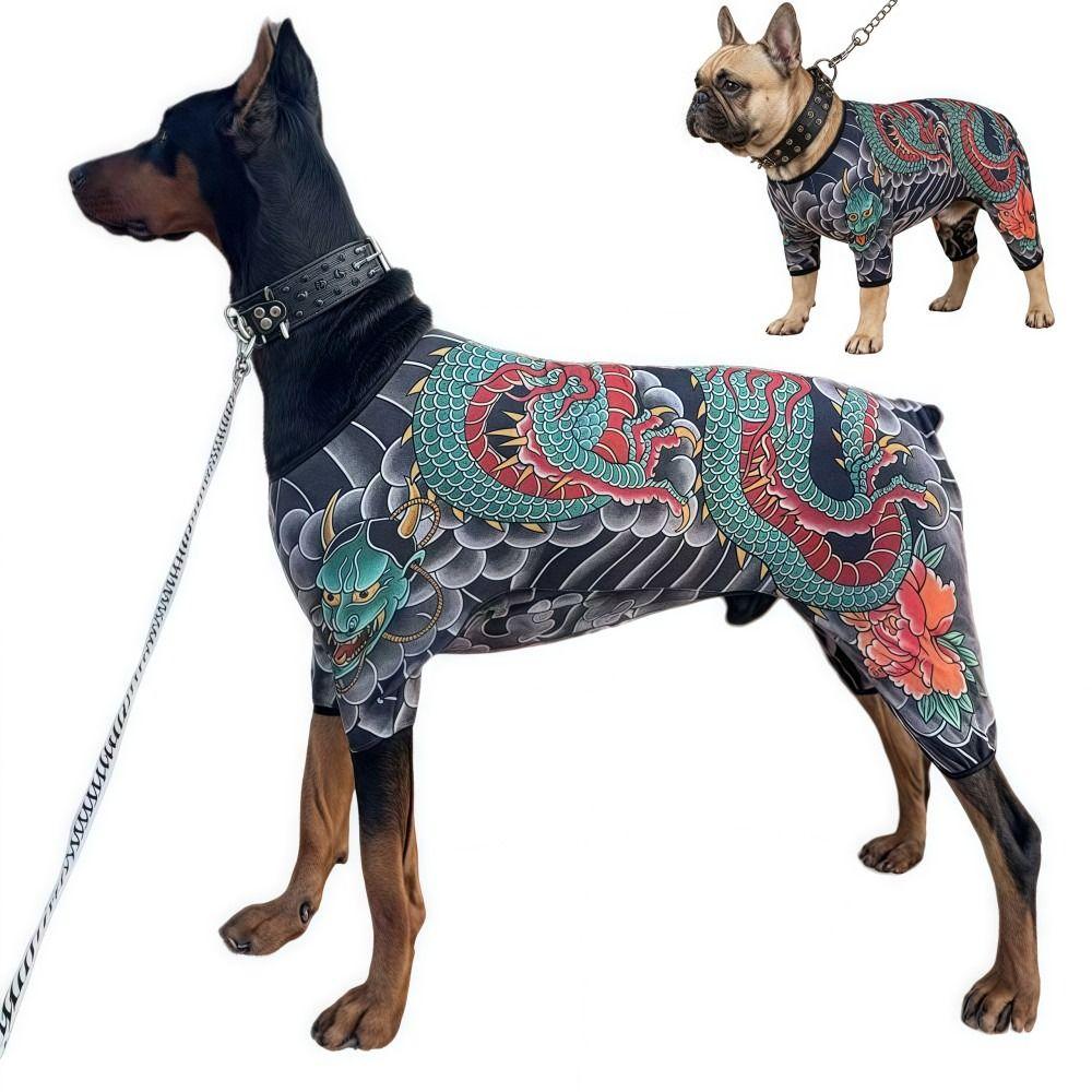 Four Seasons Pet Tattoo Vest Funny Pet Clothes Creativity Dog Cat Tattoo Jacket  For Pet S To 6XL