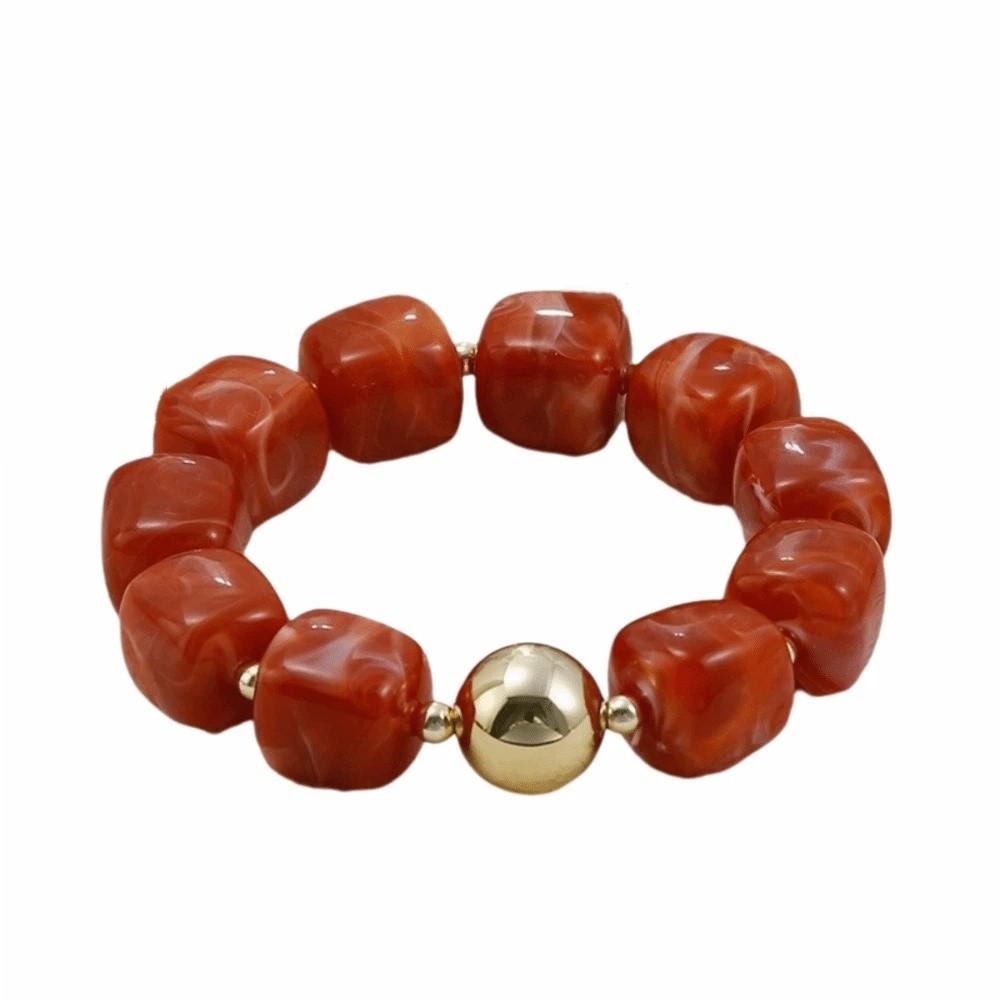 Acrylic Square Beads Bracelet Colorful Stack Hand Chain Elastic Geometric Bracelet Party Jewelry