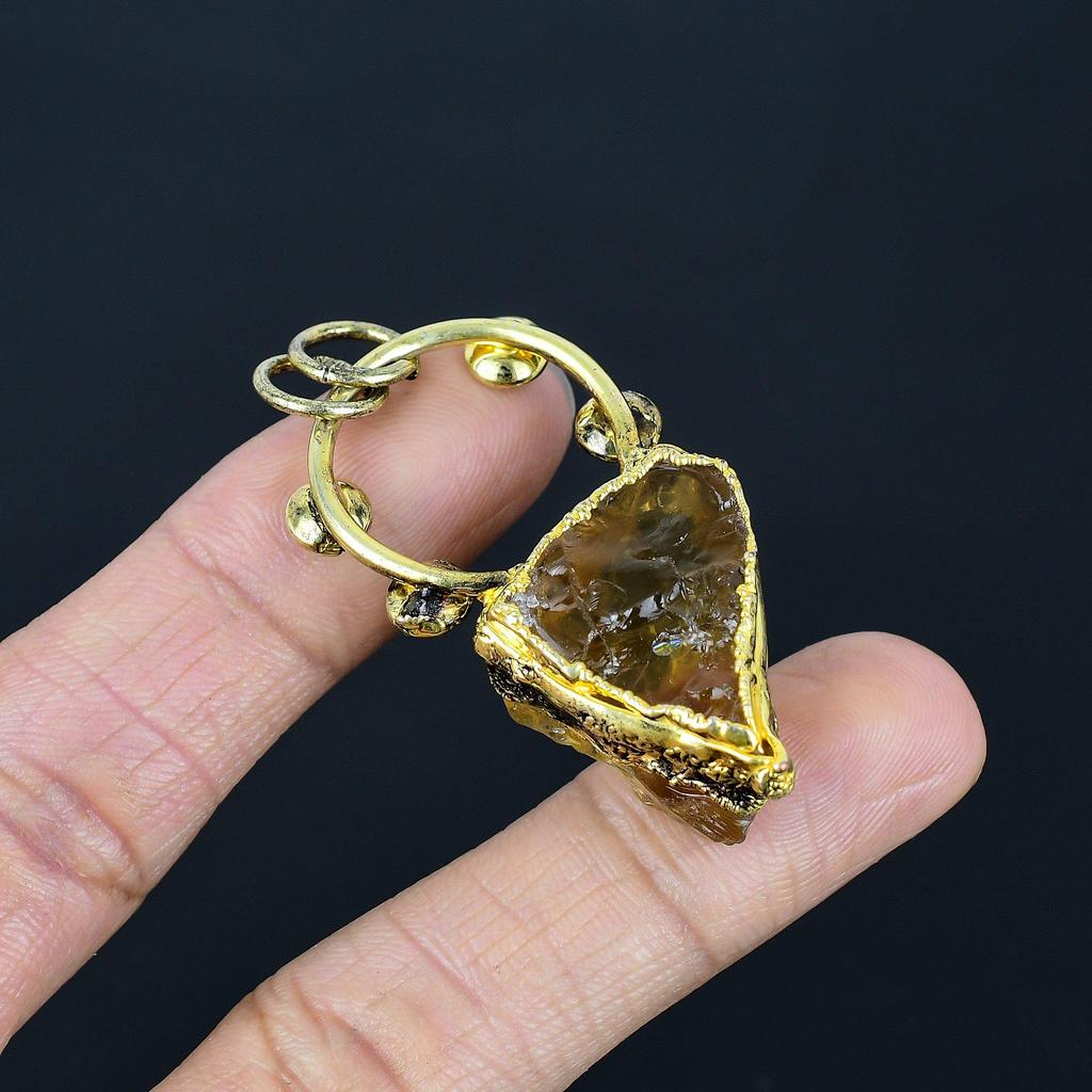 Кулон с цитрином, Медные электроформованные украшения с драгоценными камнями, Кулон ручной работы, На День благодарения