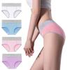 Plus Size 5XL Color-Block Hip-Lifting Mid-Rise Triangle Cotton Women's Underwear