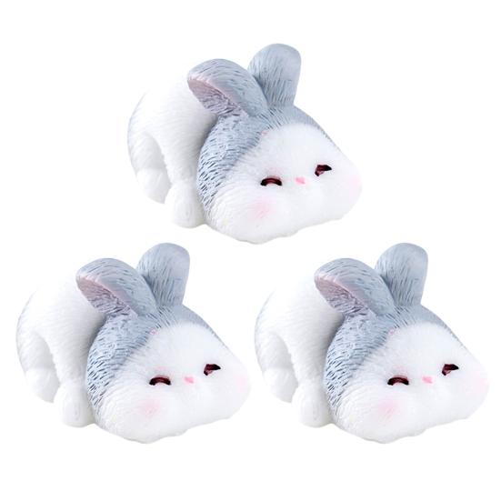 3 Pcs Mini Resin Rabbit Figurine Tiny Cartoon Bunny Sculpture Miniature Animal Fairy Garden Ornament for Moss Landscape DIY Plant Pot Home Decor