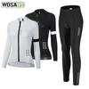 Wosawe Women's Cycling Suits Ladies Bicycle Set Mountain Bike 5D Gel Padded Bike Ride Tights Breathable Full Zipper Tops Reflective Anti-Sweat Jersey